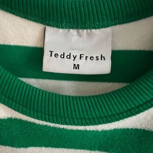 Teddy Fresh Shirt Terry Cloth Sz Medium Green&White Striped. Never Worn.
